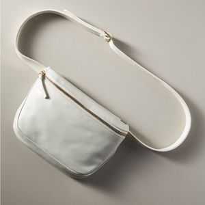 Clare V Cream Leather Crossbody Belt Bag with Gold Hardware